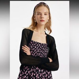 New with tag xxs Black Mesh Cardigan with Pink Floral Dress